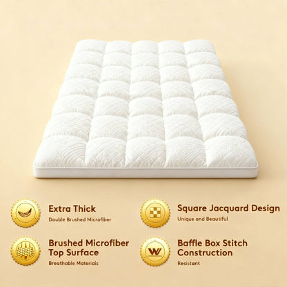 CloudSleep™ Premium Quilted Mattress Topper – Extra Thick, Cooling & Fluffy Soft Comfort
